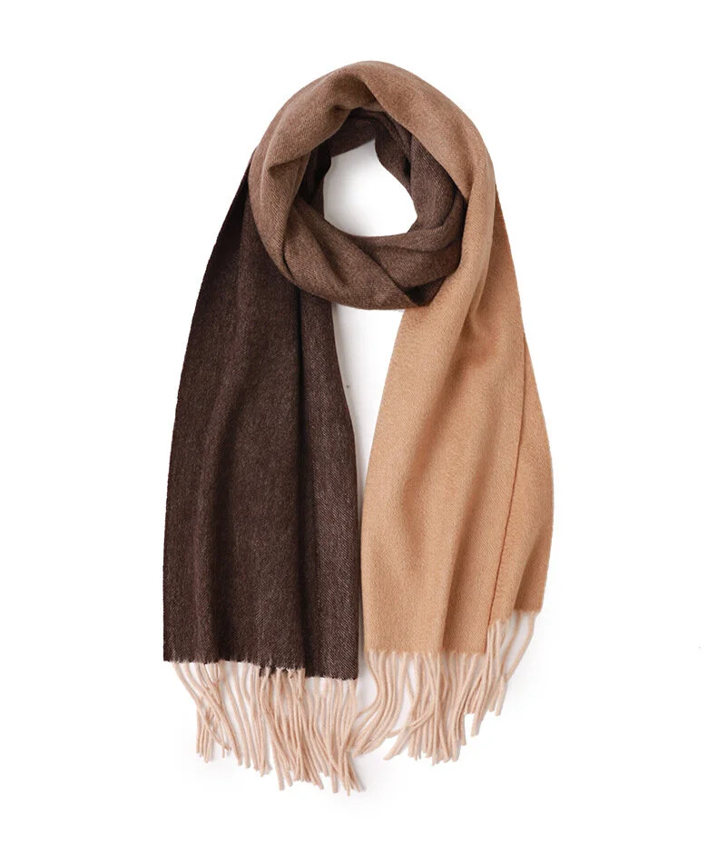 【国内発送】Bicolour scarf in wool and cashmere Organic Cashmere Gradient Scarf Winter Scarf Women Men Scarf